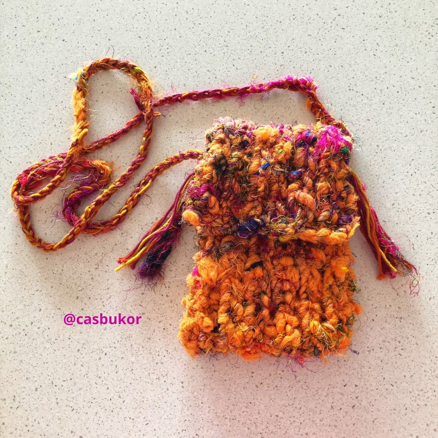 Cross Shoulder Bag in Chunky Recycled Wool