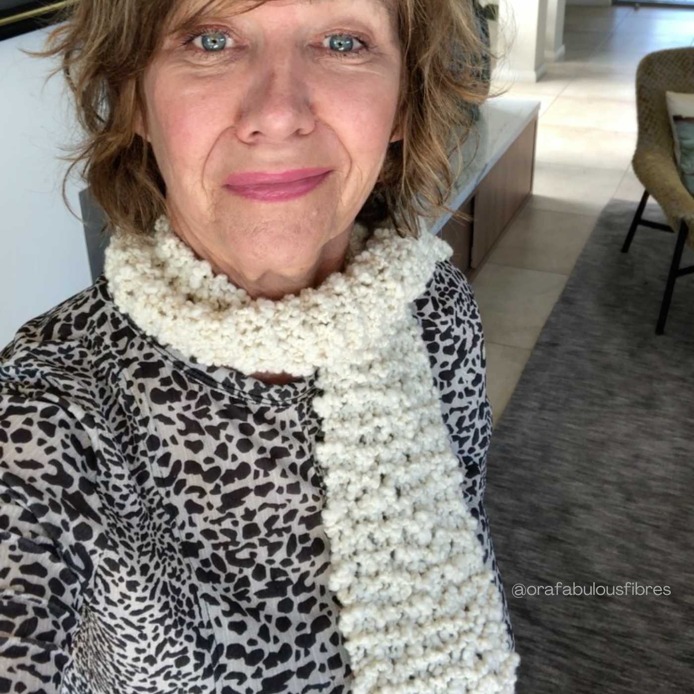 Super warm and soft chunky scarf knitted using 1 ball of Pascuali Nube Boucle Wool yarn