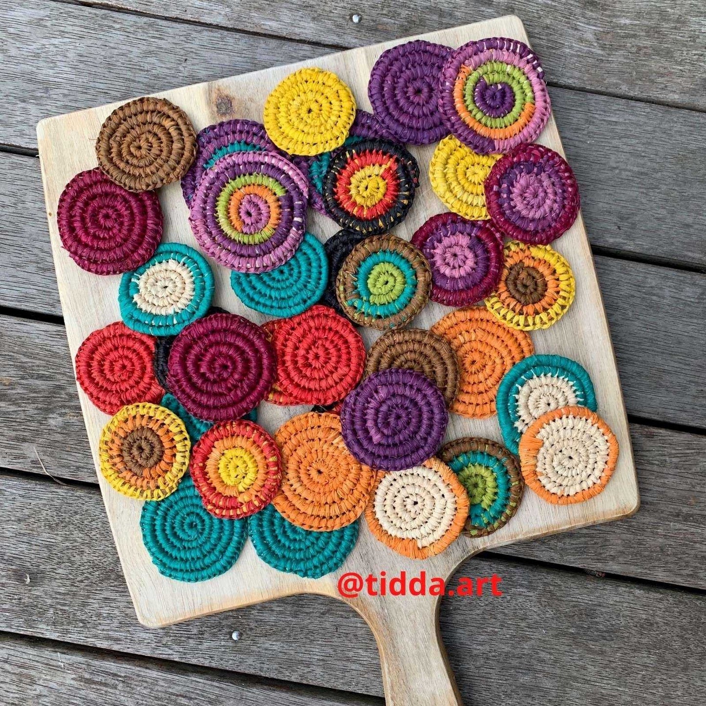 Raffia Earrings crafted with Natural Raffia Yarn