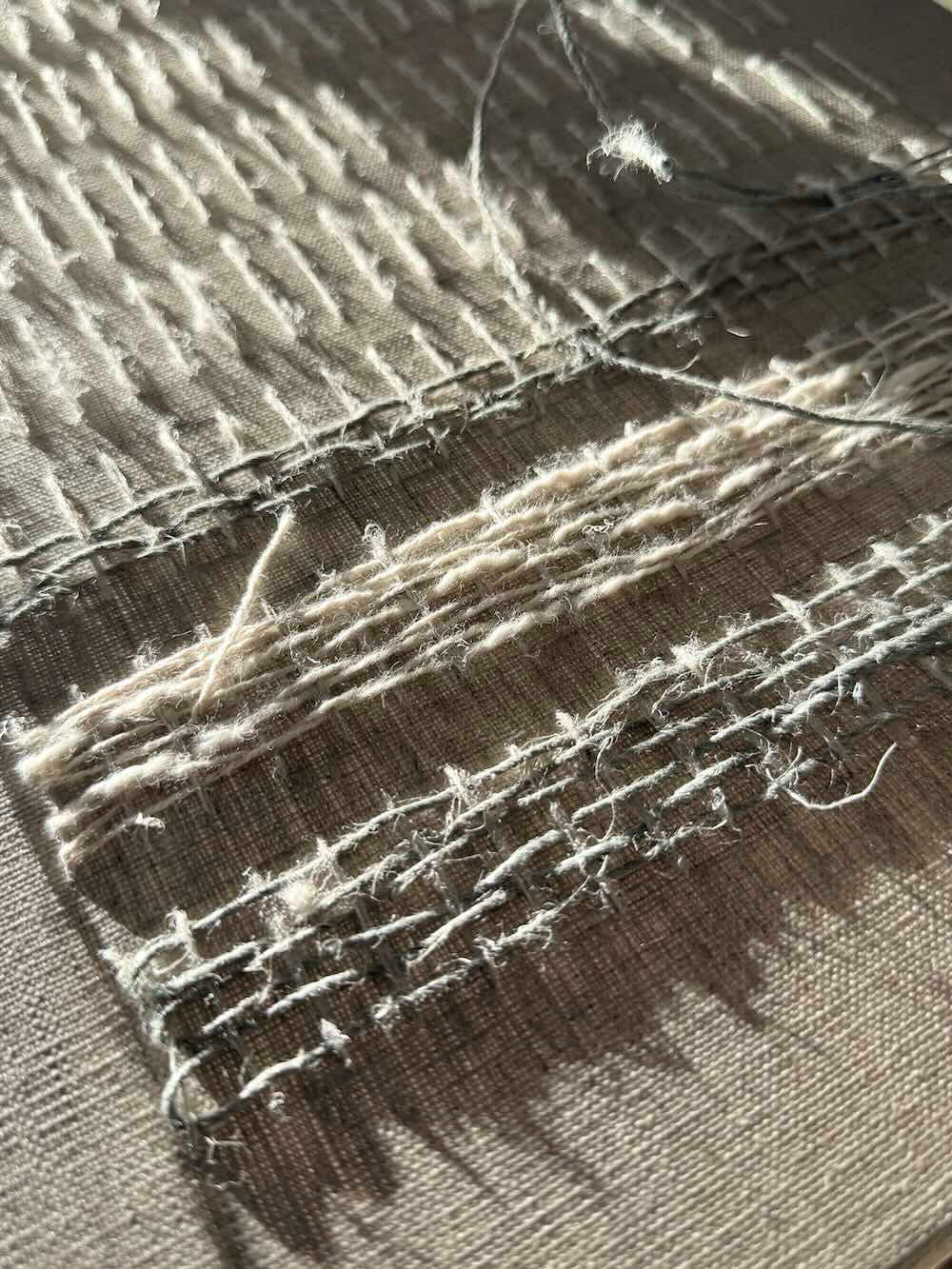 Work in progress textile artwork using Kibiso Silk