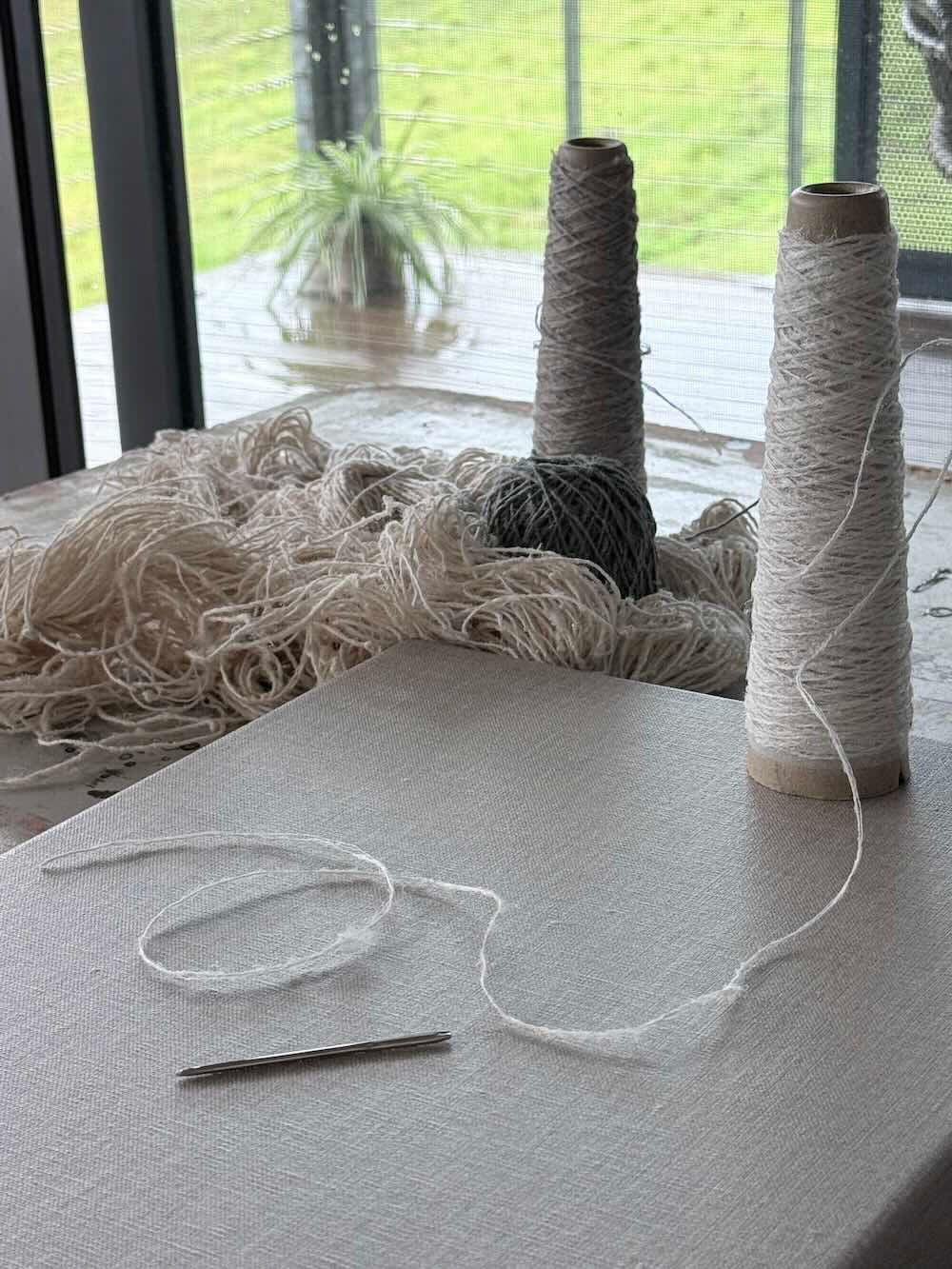 Materials used in Helen Otways artworks feature Habu Kibiso Silk.