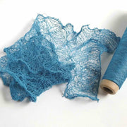 Knitted scarf in Sky colour Silk Stainless Steel Lace yarn.