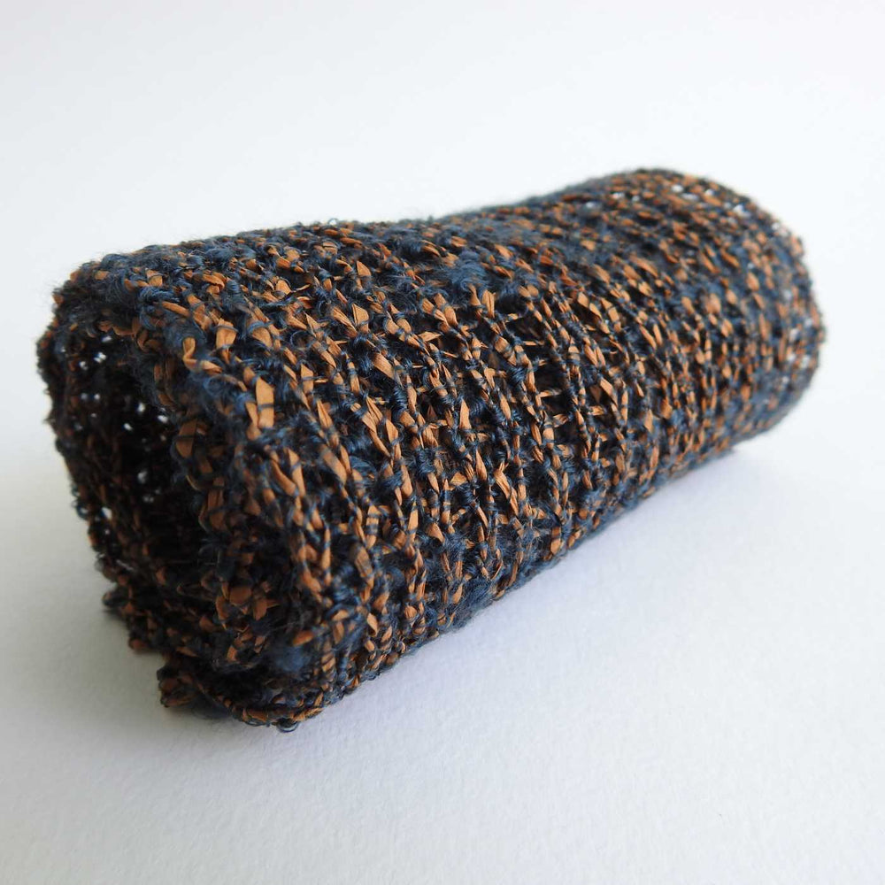 knitted sample using japanese paper yarn which is silk wrapped
