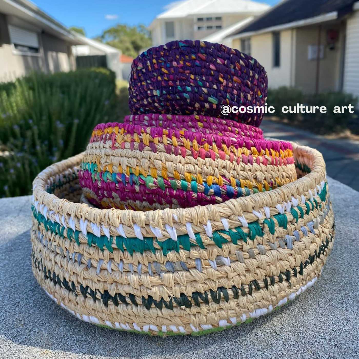 Colourful Raffia Baskets