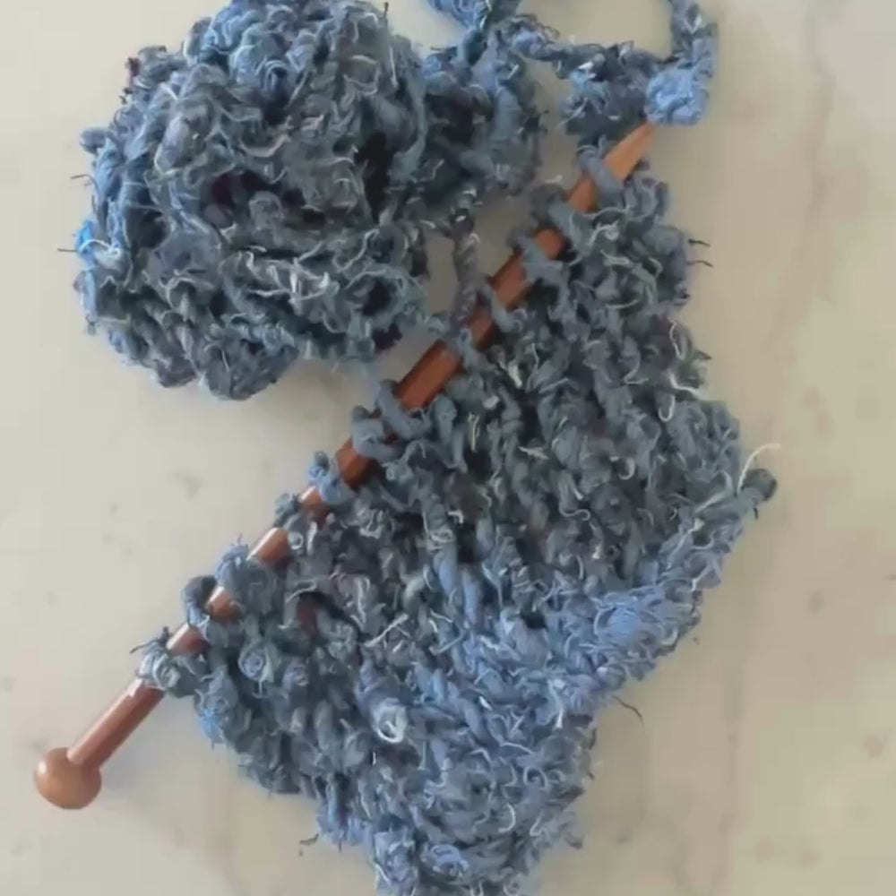 
                      
                        Load and play video in Gallery viewer, Recycled Denim Yarn | Handspun Chunky Soft Warm Eco
                      
                    