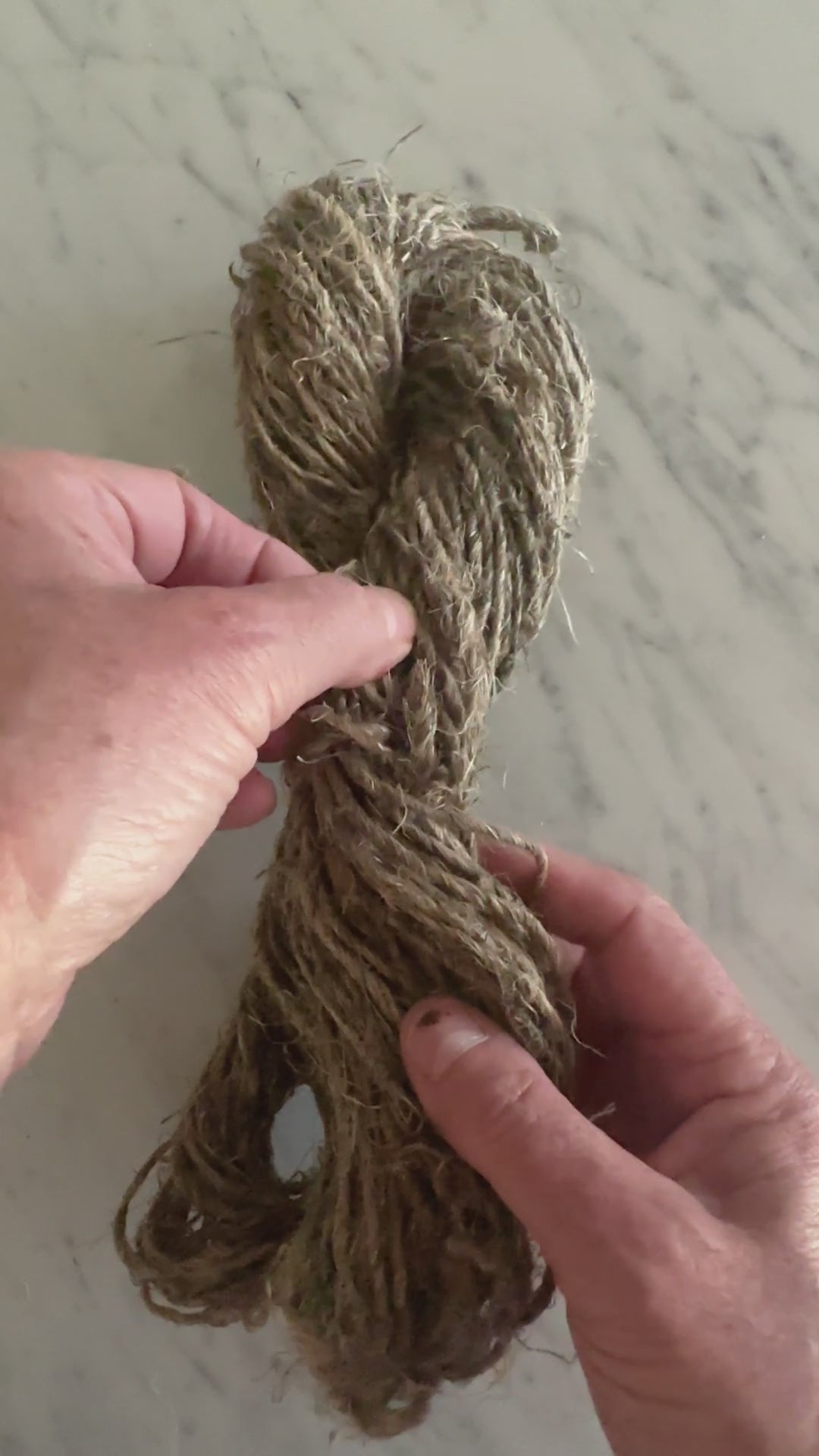 touching the rustic fibres of our natural ramie fibre. chunky natural plant fibre for weaving, baskets, garden, home