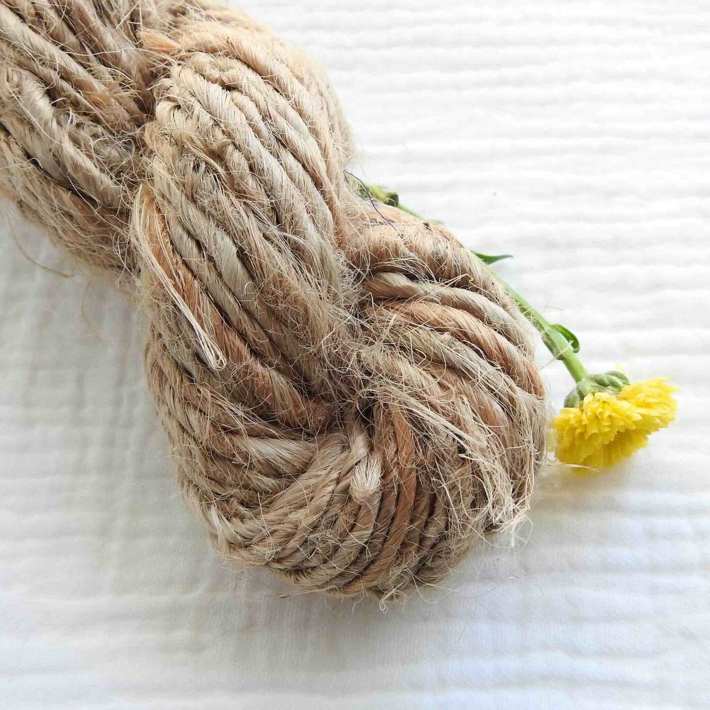 Natural, chunky hand spun Ramie Fibre for baskets, bags, home decor.