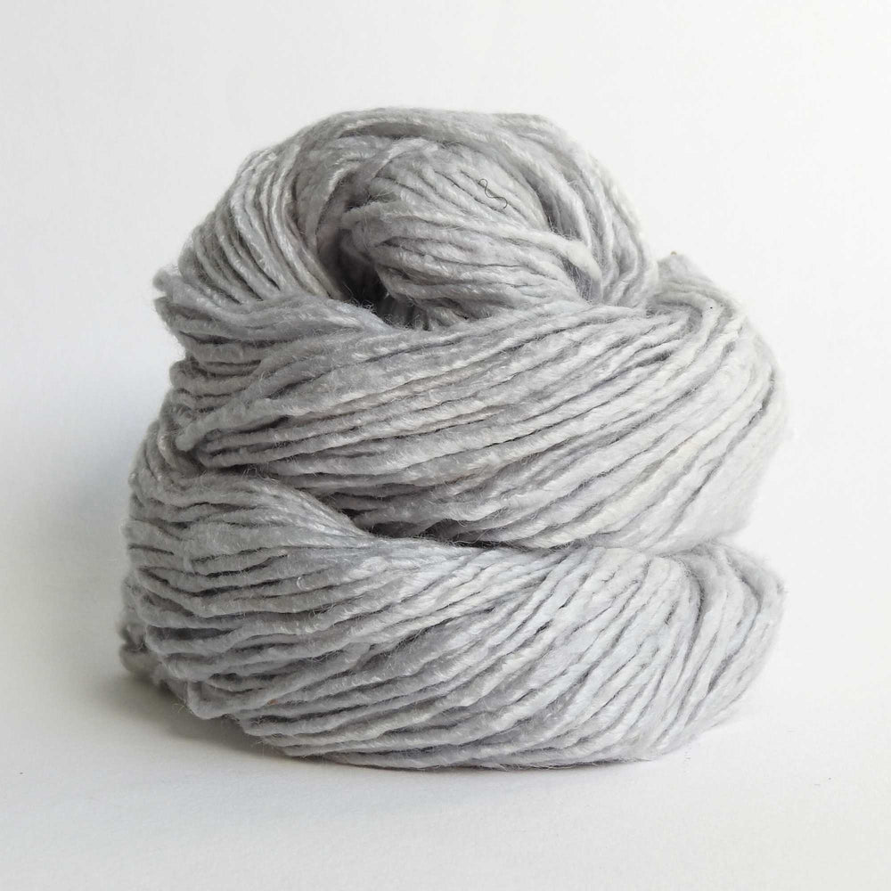 
                      
                        skein of soft silky 100% bamboo yarn in artic ice. A natural chunky yarn which is silky and soft with a beautiful sheen. For garments, weaving, bags, mixed media art. 
                      
                    