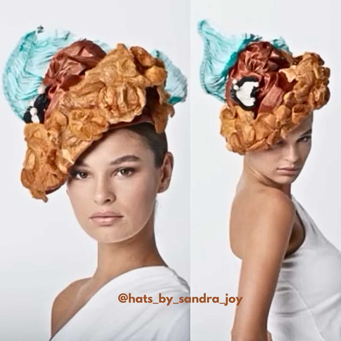 fabulous millinery by @hats_by_sandra_joy showcasing eri red silk cocoons. the brilliant ochre rust colours of the silk cocoons echoing the colours of the australian outback