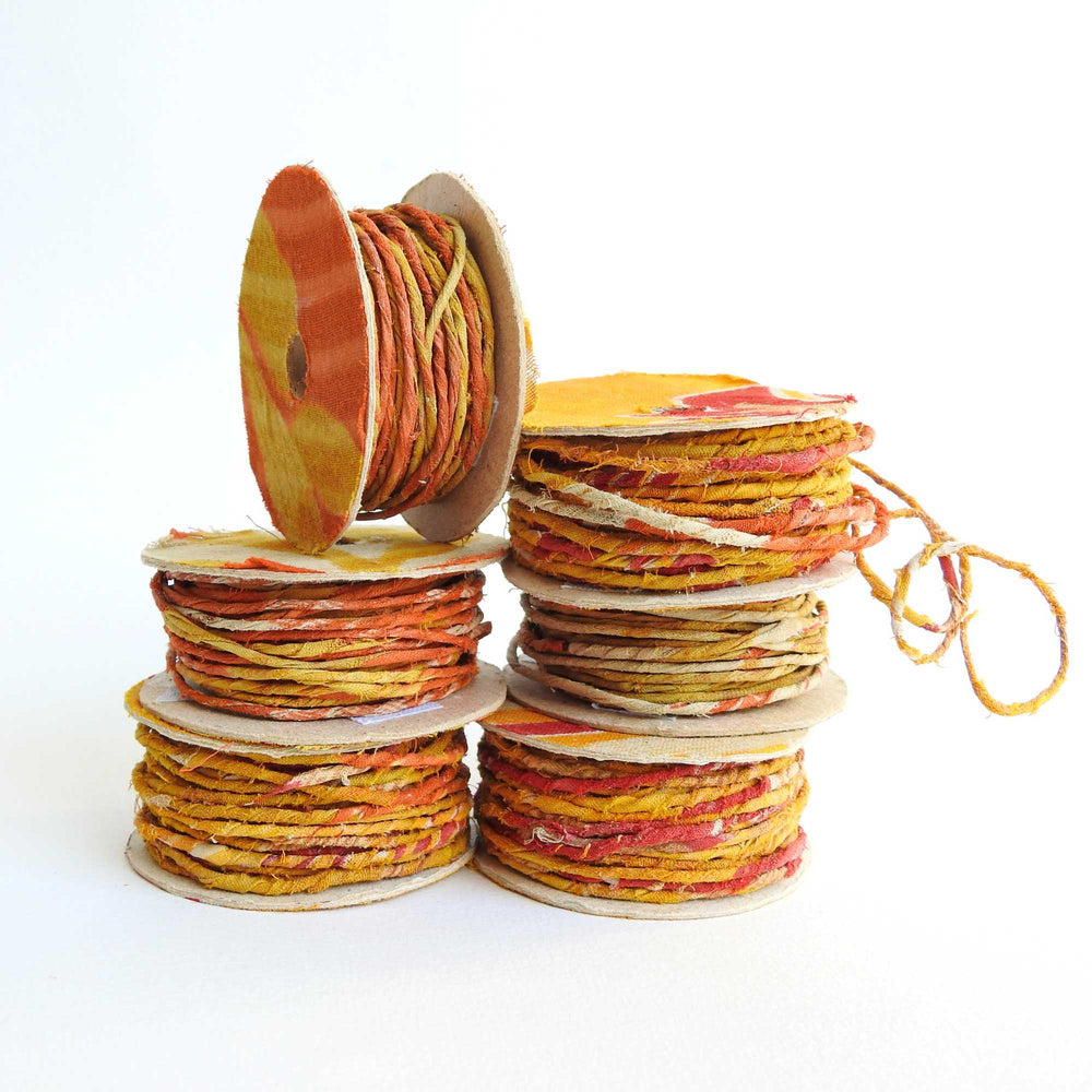 
                  
                    Reels of fairtrade craft wire for beading, craft, amigumuri, flowers, headbands, jewelry. Cloth covered flexible wire. Handmade using upcycled cotton saris. 
                  
                