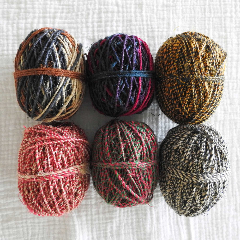 
                      
                        balls of natural hemp in variegated colours. a 100% natural hemp yarn for weaving, baskets, jewellery, bags, mats. Soft and easy on the hands. crafted by fairtrade artisans
                      
                    