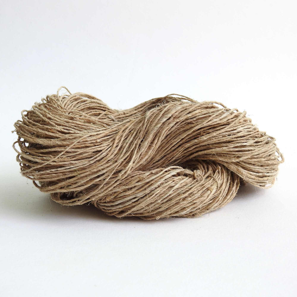 
                      
                        A skein of hand spun fine Hemp yarn in Natural.  Natural Hemp is a highly eco friendly fibre and sustainable crop. Knit, crochet or weave with natural Hemp yarn.
                      
                    