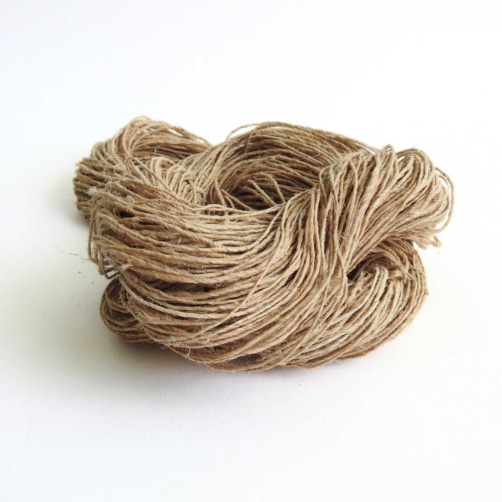 
                      
                        A skein of hand spun fine Hemp yarn in Natural.  Natural Hemp is a highly eco friendly fibre and sustainable crop. Knit, crochet or weave with natural Hemp yarn.
                      
                    