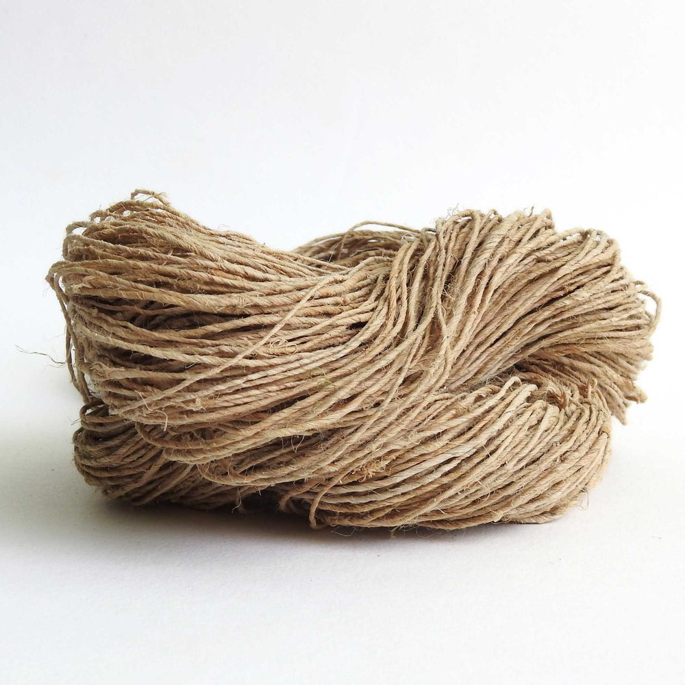 
                      
                        A skein of hand spun fine Hemp yarn in Natural.  Natural Hemp is a highly eco friendly fibre and sustainable crop. Knit, crochet or weave with natural Hemp yarn.
                      
                    