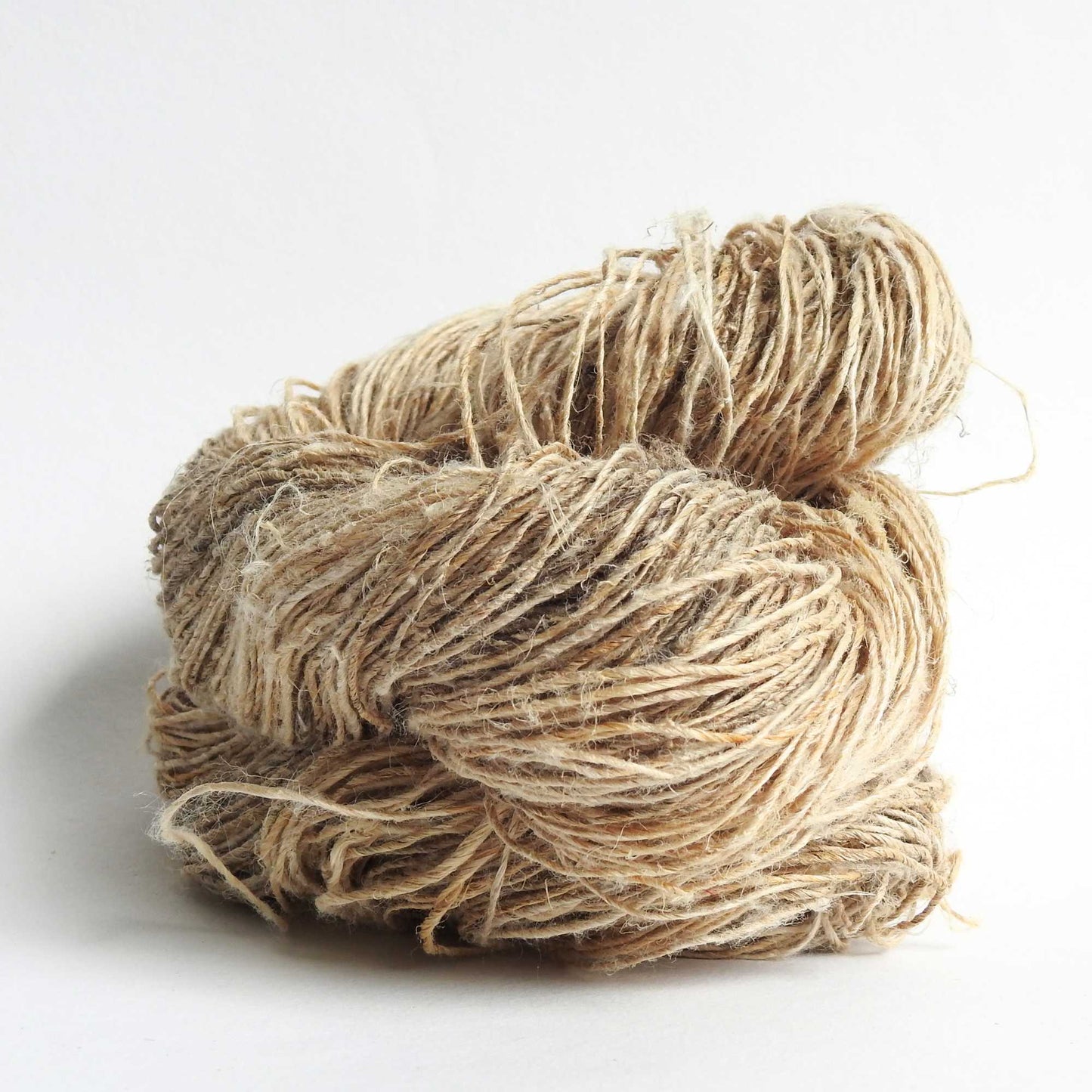 
                  
                    A skein of hand spun fine Hemp yarn in Natural.  Natural Hemp is a highly eco friendly fibre and sustainable crop. Knit, crochet or weave with natural Hemp yarn.
                  
                