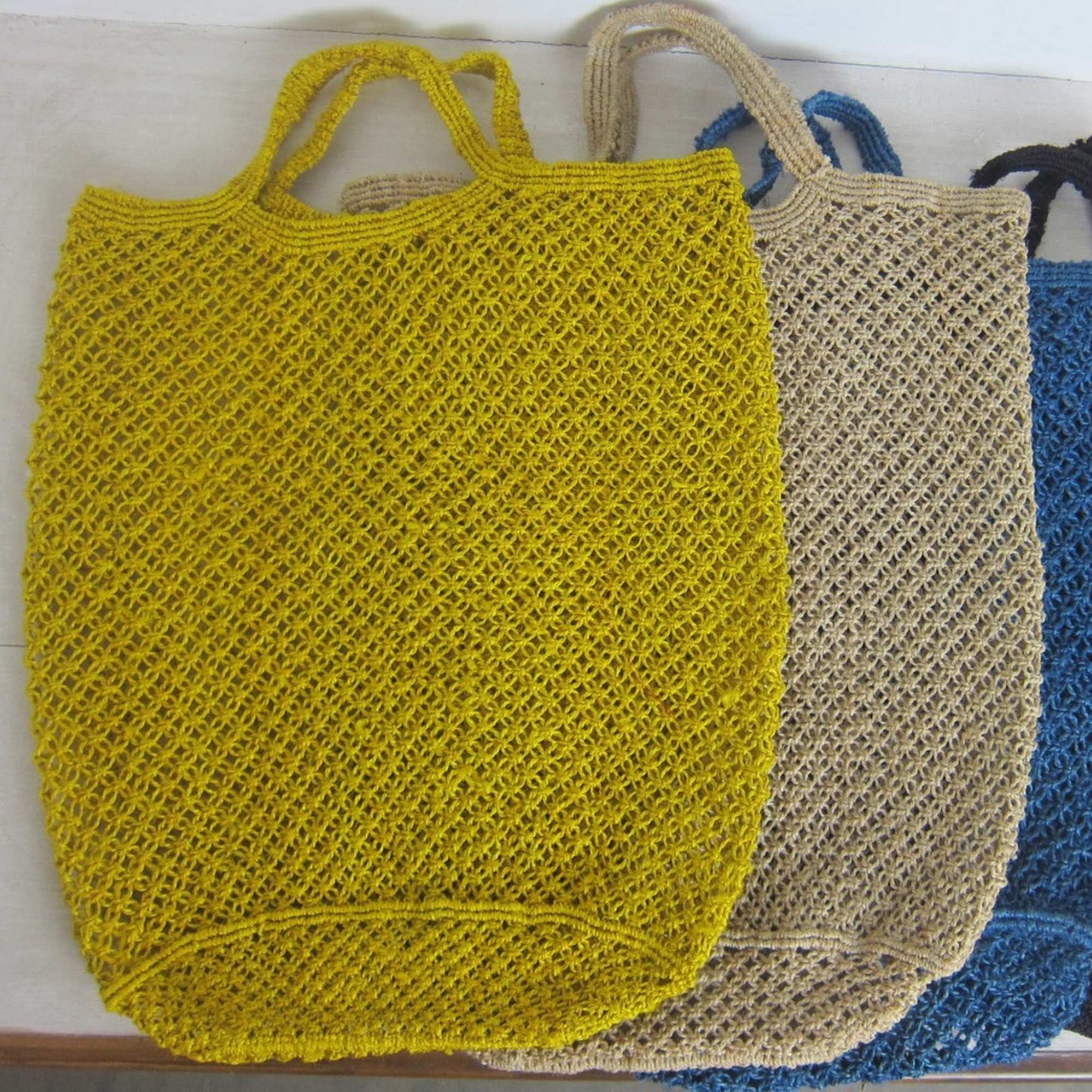 string market bags crafted using jute braided cord.