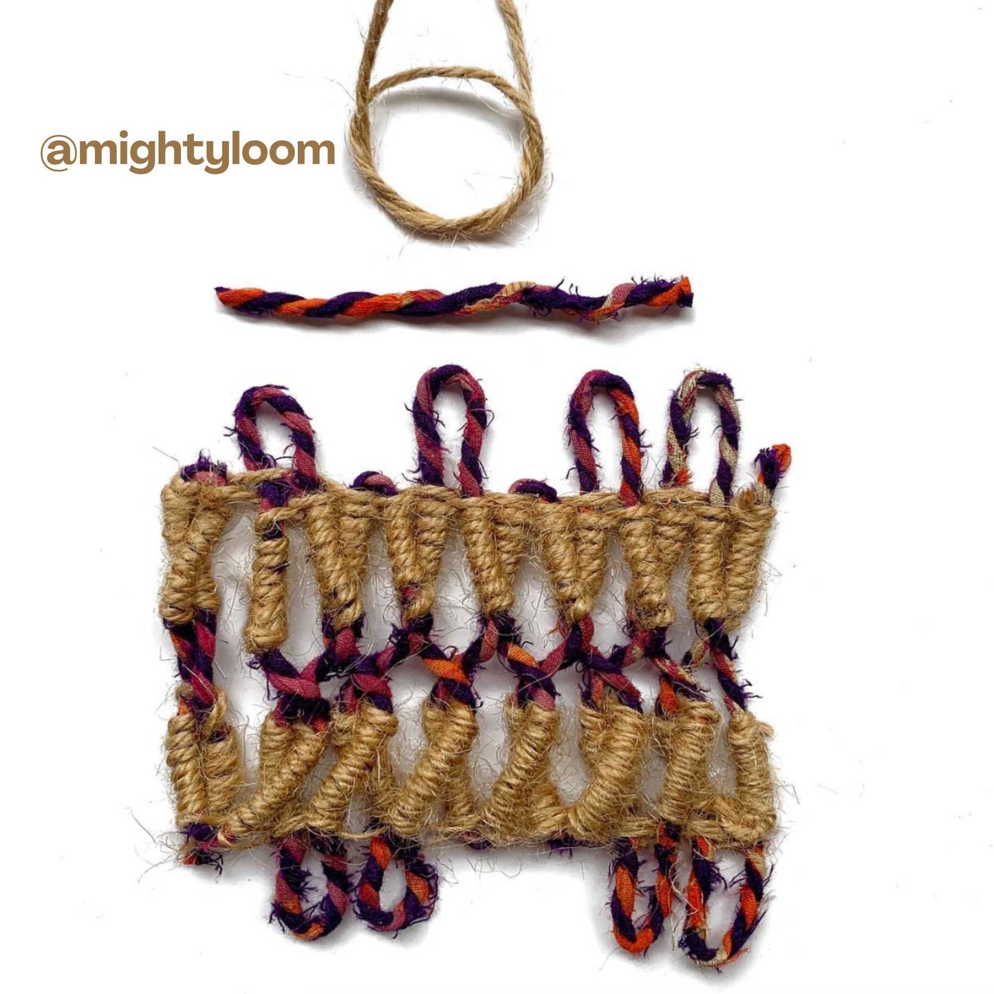 
                  
                    unique weaving by @mightlloom incorporating jute and upcycled sari cord
                  
                