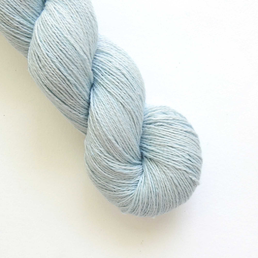 
                      
                        skein of linen yarn in ice blue. Linen yarn for knitting, weaving, crochet. Natural vegan yarn for summer, baby, socks.
                      
                    