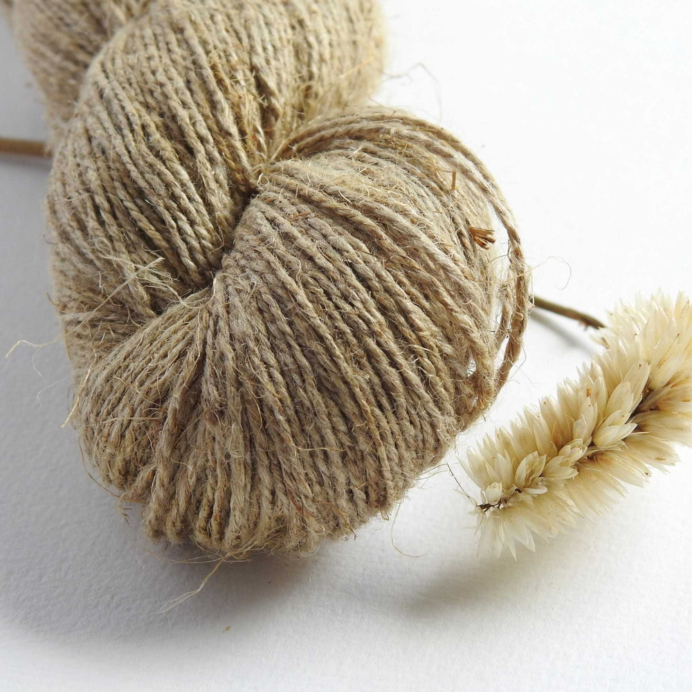 
                  
                    skein of unbleached natural linen yarn for weaving, knitting, crochet. sustainable eco friendly
                  
                