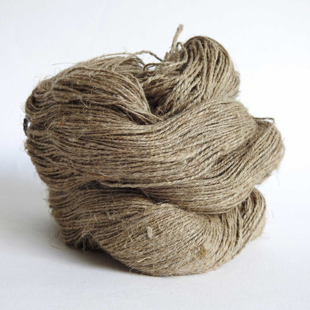 
                      
                        skein of unbleached natural linen yarn for weaving, knitting, crochet. sustainable eco friendly
                      
                    