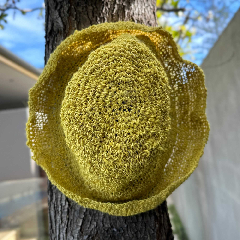 
                  
                    Crochet bucket hat in colour Dandelion. Nettle is a highly sustainable and eco friendly crop. ORA Fabulous Fibres Nettle yarn is hand spun with a beautiful thick and thin texture giving it a rustic finish. Nettle yarn is available in a range of colours.
                  
                