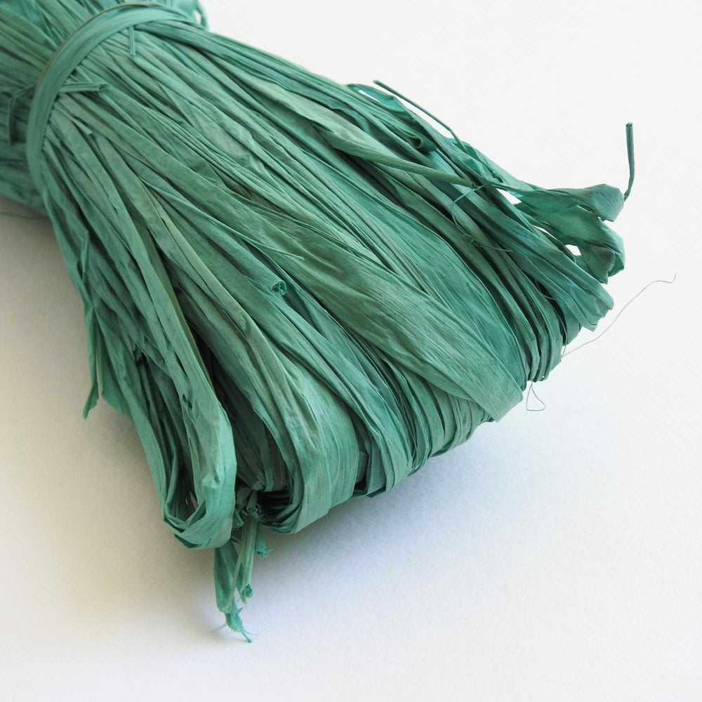
                  
                    Raffia yarn in beryl green. Raffia yarn for crochet, weaving, craft. Natural fair trade rafia. Brilliant colours. Eco-friendly Nutscene raffia 
                  
                