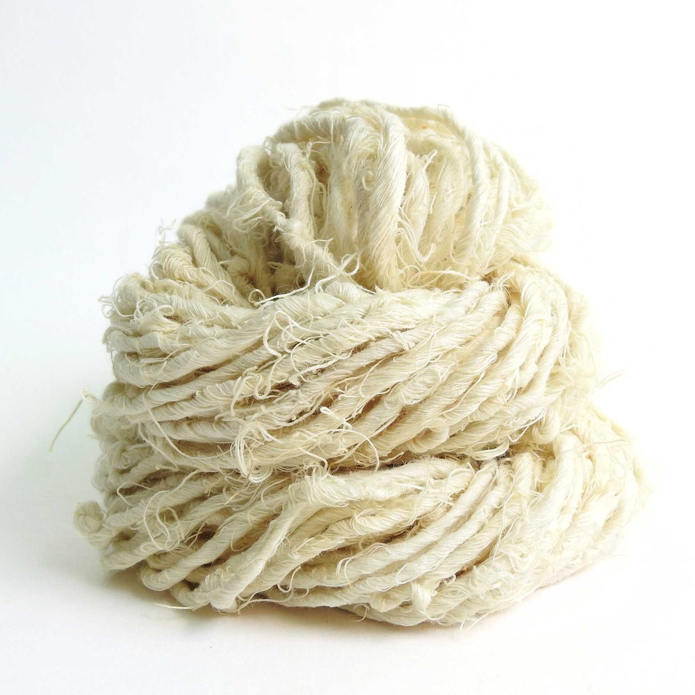 
                      
                        Ball of chunky yarn in Flax. A thick yarn hand crafted from recycled linen material. A recycled yarn for blankets, macrame, scarves, hats, bags. Sustainable eco friendly vegan yarn. Sustainable yarn australia.
                      
                    