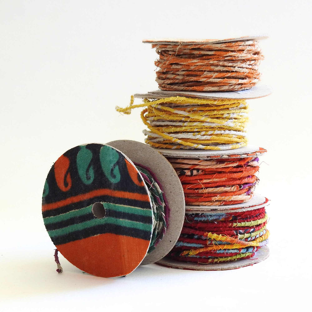 
                      
                        Reels of fairtrade craft wire for beading, craft, amigumuri, flowers, headbands, jewelry. Cloth covered flexible wire. Handmade using upcycled cotton saris. 
                      
                    