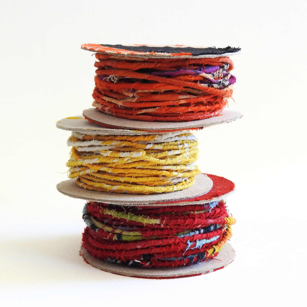 
                      
                        Reels of fairtrade craft wire for beading, craft, amigumuri, flowers, headbands, jewelry. Cloth covered flexible wire. Handmade using upcycled cotton saris. 
                      
                    