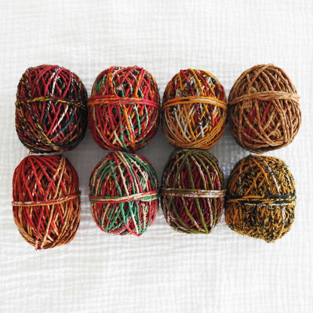 
                  
                    Balls of fair trade recycled cotton cord. Soft Cotton cord for bracelets, necklace, jewelry, bags, baskets, piping, sewing, textiles, walll hangings. Soft cotton twine. Handmade cord from upcycled cotton saris. 
                  
                