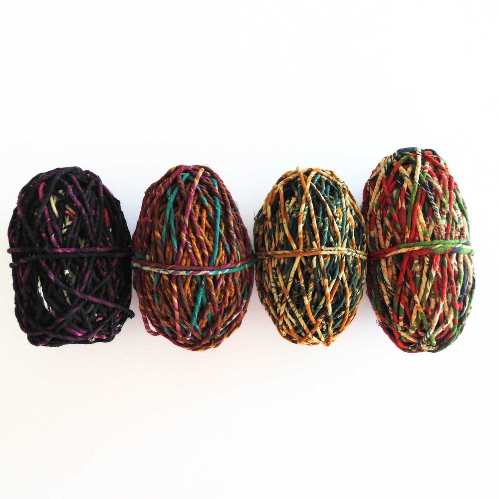 
                      
                        Balls of fair trade recycled cotton cord. Soft Cotton cord for bracelets, necklace, jewelry, bags, baskets, piping, sewing, textiles, walll hangings. Soft cotton rope. Handmade cord from upcycled cotton saris. 
                      
                    