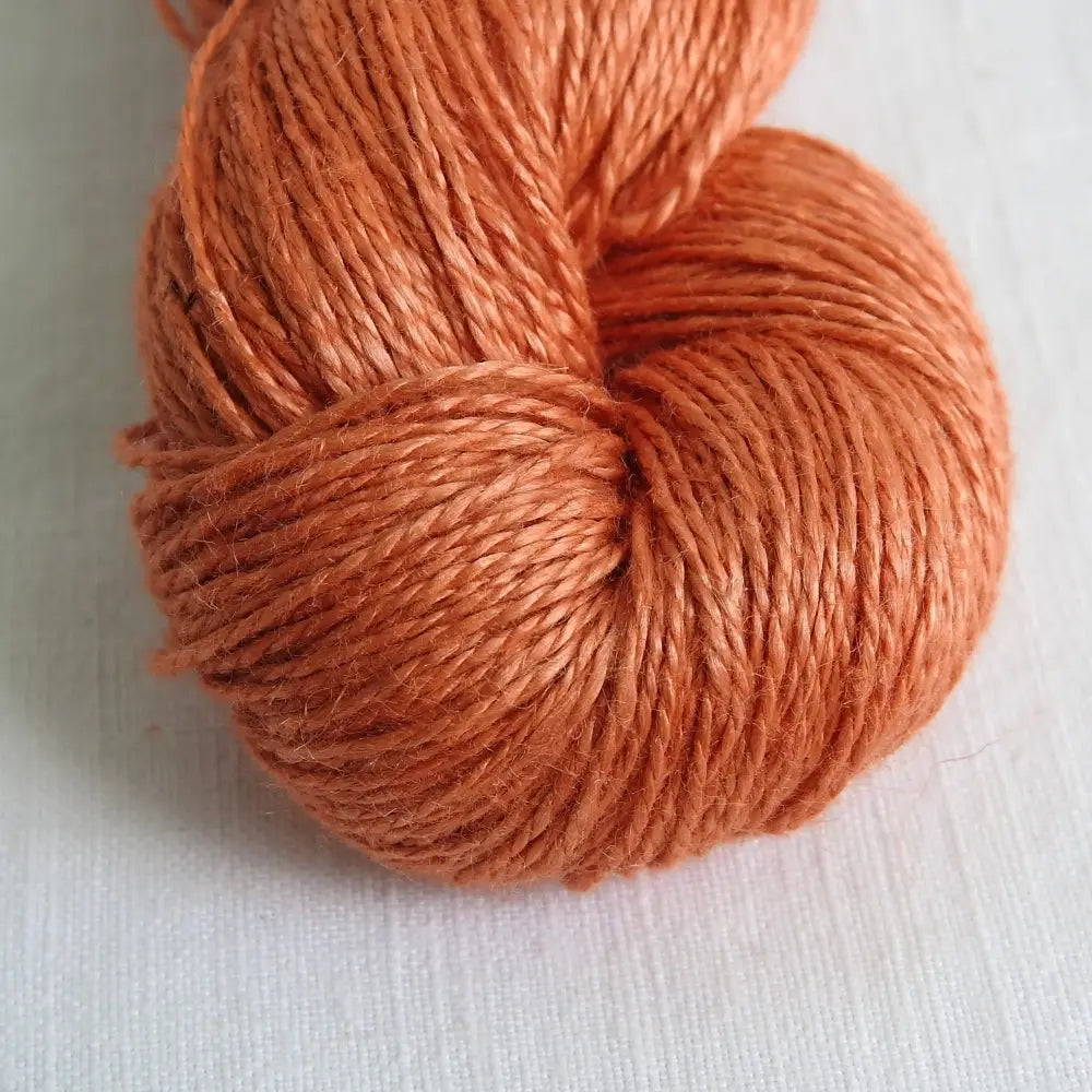 
                  
                    skein of linen yarn in mango. Linen yarn for knitting, weaving, crochet. Natural vegan yarn for summer, baby, socks.
                  
                