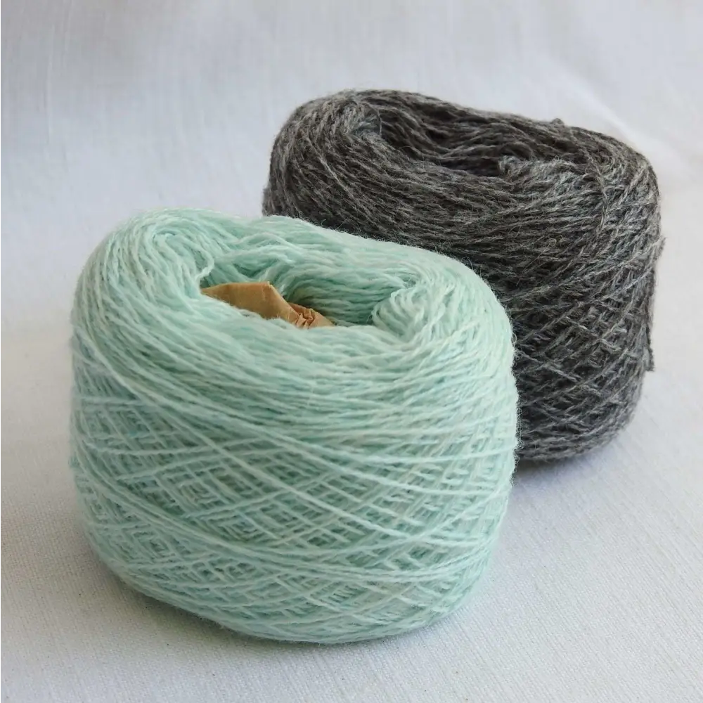
                  
                    Balls of Cashmere yarn in Sage and Grey. Soft yarn for baby blanket. Cashmere yarn for knitting, crochet, weaving. Luxury 100% cashmere yarn. Habu Textiles pure cashmere. Lace weight yarn
                  
                