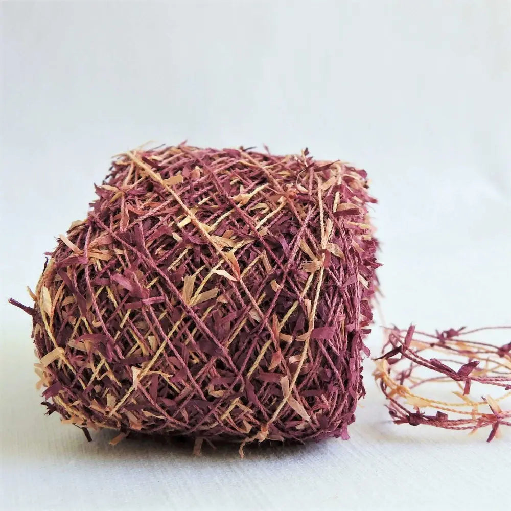 
                  
                    Kasuri Cotton Paper Moire Yarn group including Deep Red. Japanese Lace yarn in ball for weaving, knitting and crochet. Artisan, specialty yarn to create garments, jewelry, bags, scarves, shawls and wraps with this soft yarn. Knit, crochet and weave. Habu Textiles N-78c
                  
                