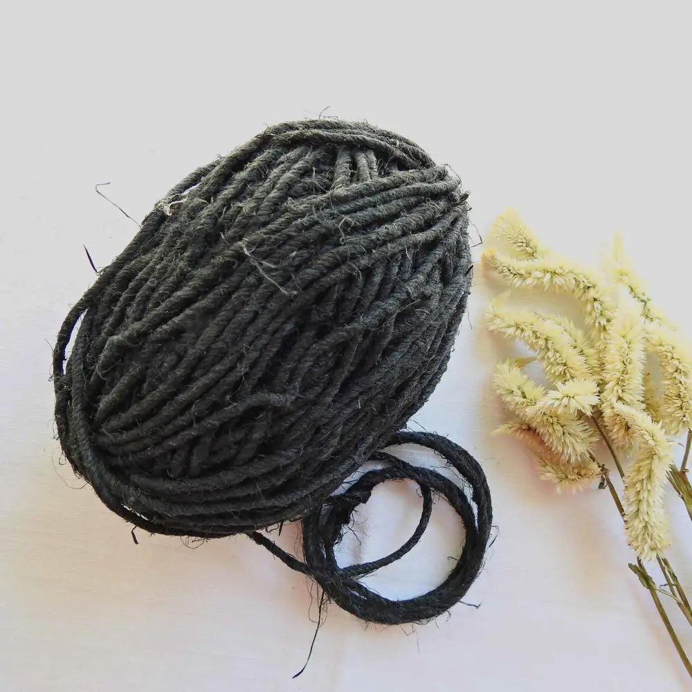 
                  
                    Ball of thick chunky natural Hemp in Black. Fairtrade and Ecofriendly 100% natural biodegradable Hemp. Ideal for macrame, weaving, crochet, planters, wall hangings, garden
                  
                