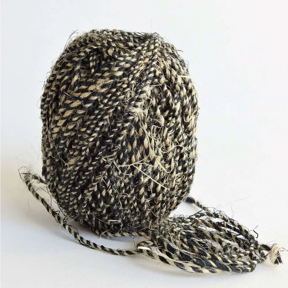 
                  
                    Ball of Fairtrade Hemp Yarn in Natural and Black. Eco friendly and natural for bracelets, macrame, weaving, bags. Natural hemp yarn
                  
                