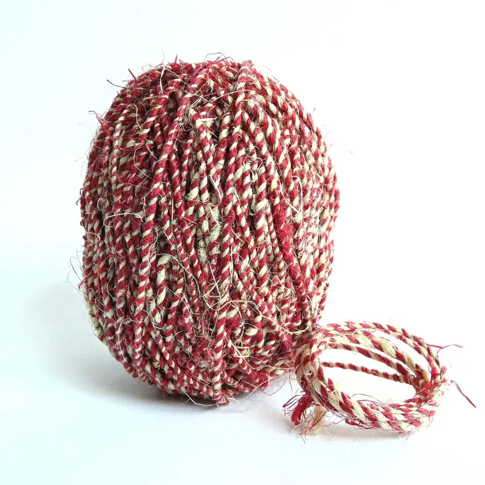 
                  
                    Ball of Fairtrade Hemp Yarn in Natural and Red. Eco friendly and natural for bracelets, macrame, weaving, bags. Natural hemp yarn
                  
                