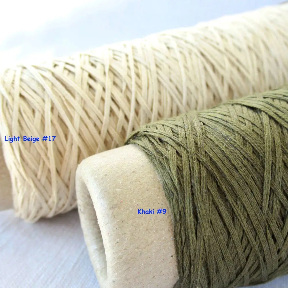 
                  
                    Habu Cotton Gima yarn in light beige and khaki. Yarn for weaving, knitting, crochet. Habu Cotton Gima. Habu yarn A174
                  
                
