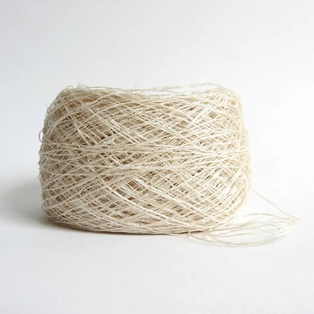
                  
                    Ball of Habu Textiles Kibiso Silk yarn. Silk yarn for weaving, knitting, textile arts. Sculptural finish. Natural silk yarn from waste silk. Habu Textiles Kibiso Silk N63b
                  
                