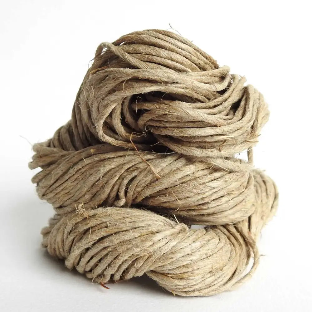 Skein of natural, unpolished Linen yarn. Thick 3mm. Natural rustic texture.  Use for macrame, weaving, baskets, bags, hats, mats.