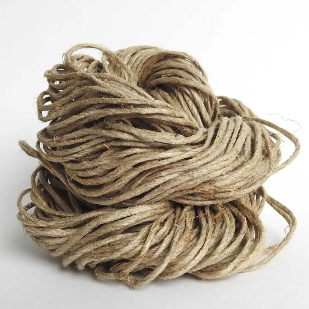 
                  
                    Skein of natural, unpolished Linen yarn. Thick 3mm. Natural rustic texture.  Use for macrame, weaving, baskets, bags, hats, mats.
                  
                