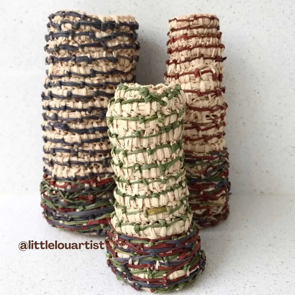 
                  
                    Raffia weaving by @littlelouartist.  Raffia yarn for crochet, weaving, craft. Natural fair trade rafia. Brilliant colours. Eco-friendly Nutscene raffia 
                  
                