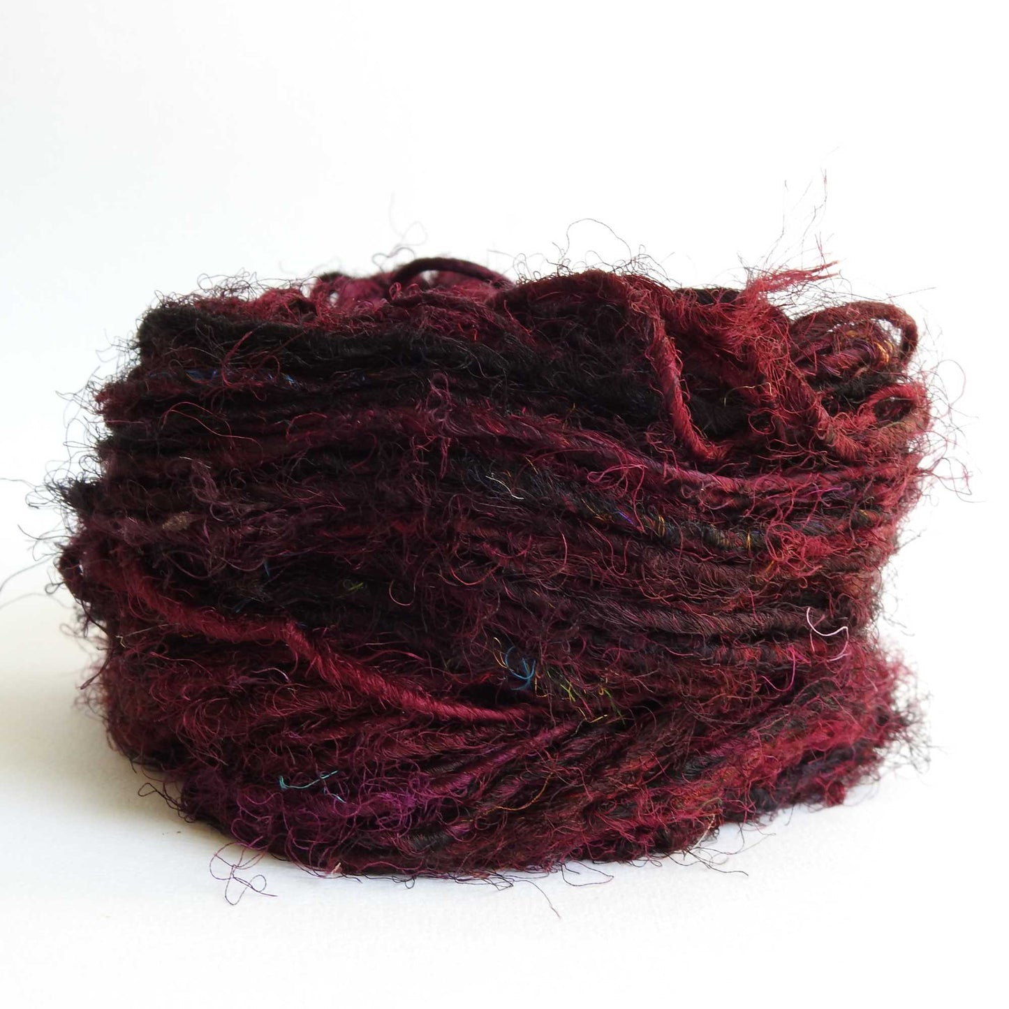 
                  
                    Ball of Sari Silk Yarn in Brown. Recycled sari silk yarn Australia. Eco friendly yarn. Handspun, chunky yarn for knitting, crochet, weaving, craft.
                  
                