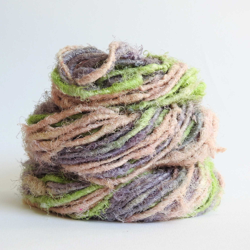 
                  
                    Ball of Sari Silk Yarn in Gelato. Recycled sari silk yarn Australia. Eco friendly yarn. Handspun, chunky yarn for knitting, crochet, weaving, craft.
                  
                